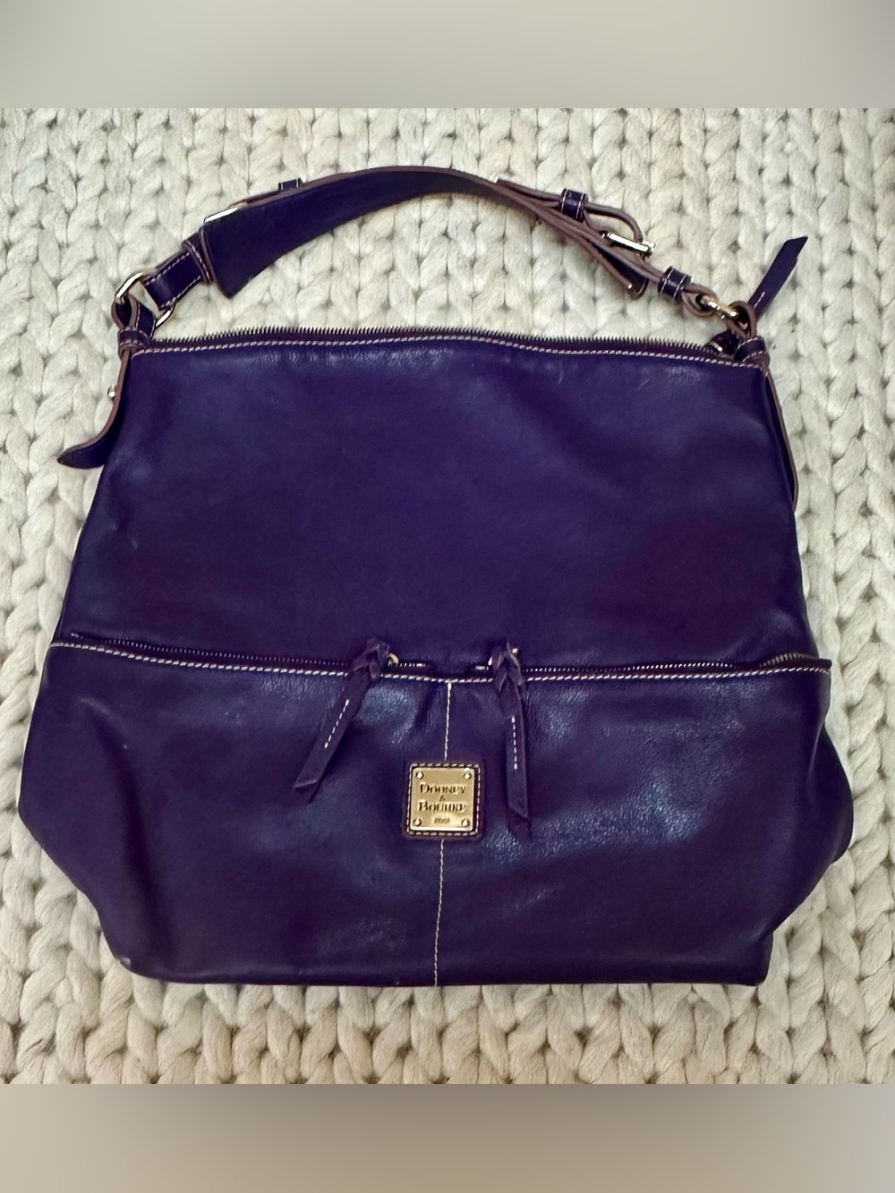 Dooney & Bourke Purple Leather Shoulder Hobo
